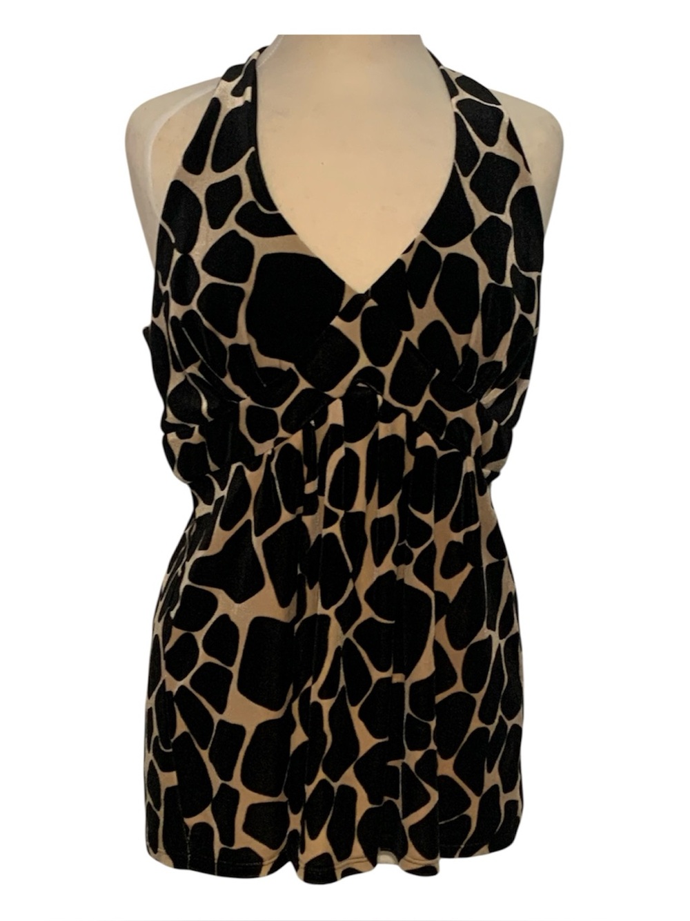 Y2K USA Made Velvet Animal Print Halter Baby Doll Top I.N.C XL Fall
